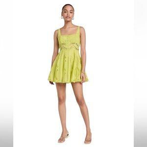 Chair Ruiz Lace Eyelet Cut Out Lime Green Mini Dress Size Medium